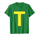Letter T in Yellow on Green Costume Halloween Party T-Shirt