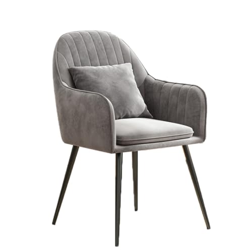 YJFFQ ダイニングチェア デスクチェア 01グレー キャスターなし 椅子 肘付き オフィスチェア 47*83cm パソコンチェア ベロア調 おしゃれ グレー ピンク グリーン イス 北欧 疲れない 疲れにくい 金脚 在宅ワーク ゴールド脚 ピンク イン