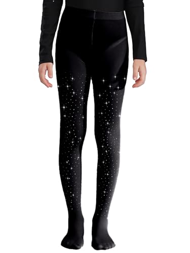 Kids Girls Rhinestone Tights Stretchy Sparkle Pantyhose Footed Leggings for Ballet Dance Stage Performance