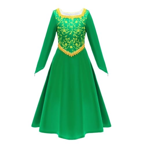 Lito Angels Disfraz Vestido de Princesa Fiona Ropa de Carnaval Fiesta para Niñas Talla 7-8 años, Verde