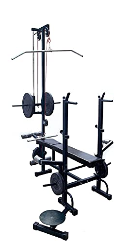 Image of BodyFit Fitness Multi Adjustable Exercise Flat Bench for Home Gym | Full Body Workout Weight Bench | Foam Soft Padding | Heavy Solid Steel | 20-in-1 Positions, 250 Kg