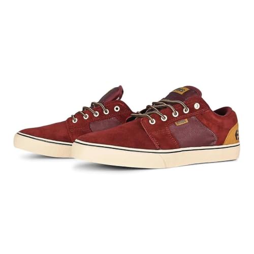 Image of Etnies Barge LS - Classic Skate Look, Slim Vulcanized Silhoutte, Hefty Armored Collar, Reinforced Vulc - Burgundy /Brown - 9