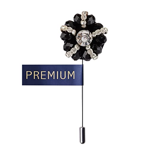 Image of Peluche Crystal Flower Brooch /Lapel Pin for Men