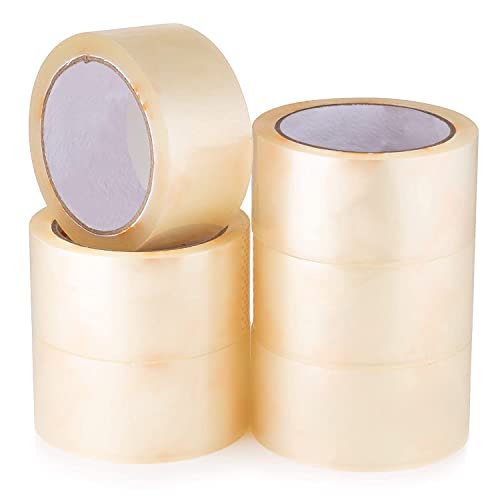 Wolf Tapes Packaging Tape, Heavy-Duty Parcel Tape for Packing, All Purpose Strong Adhesive Tape, Secure Sticky Seal for Boxes, FSC Certified Shipping Tape, Pack of 6 48MM x 66M (Clear)