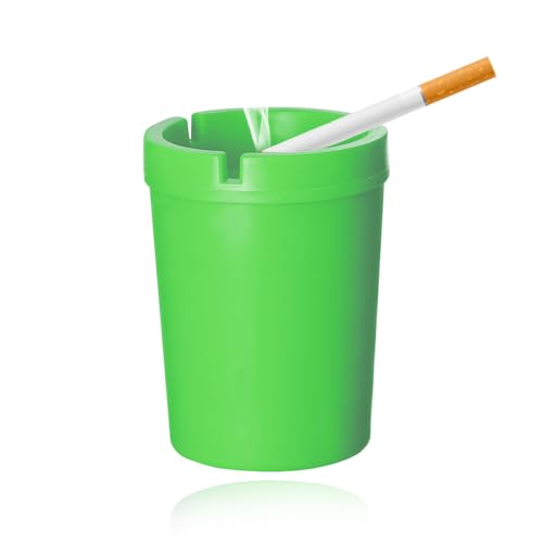 Image of KVAEY Car Ashtray, Smokeless Self-Extinguishing Auto Ashtray, Portable Smellproof Vehicle Cigarette Trash Can Fits Most Cup Holder for Home Office (Green)