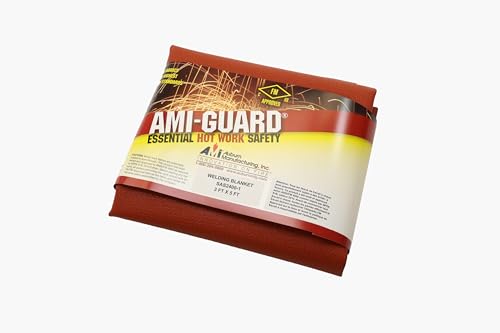 AMI-SIL Grometted Welding Blanket - Approved to ANSI/FM 4950 for Hot Work Protection. 96% Silica Cloth with cured silicone rubber and Herringbone weave - Red- 3' x 5', 1 Pack