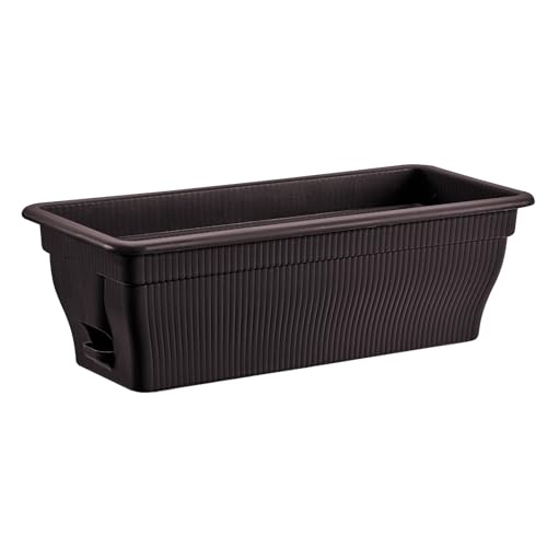 BURI Blumenkasten Balkonkasten mit Wasserspeicher 100/80/55 cm - Blumentopf wetterfest Pflanzkasten mit Einsatz aus UV-beständigem Kunststoff terrakotta, Dunkelbraun (Dunkelbraun, 55cm)