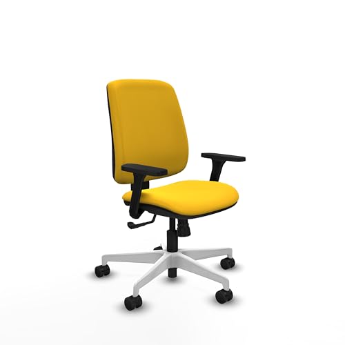 Piqueras y Crespo   Sillon para Trabajar en Casa Alares con Brazos 3D. Equipado con Sincro 4 Posiciones y Espuma Inyectada. con Ruedas 65Mm Nailon. Amarillo