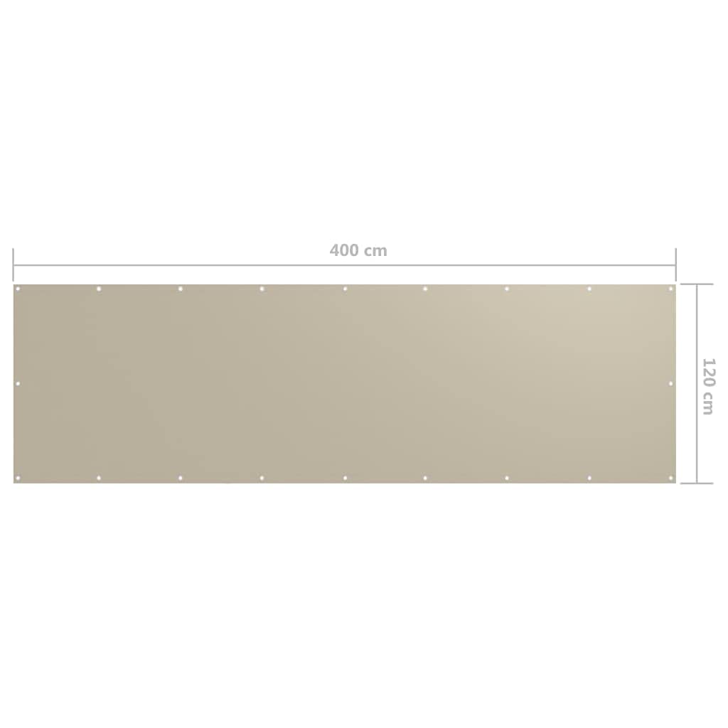 Balcone, frangivista per balcone, rettangolare, protezione da sguardi indiscreti, copertura per balcone, rivestimento per balcone, 120 x 300-600 cm, tessuto Oxford beige, per balcone e