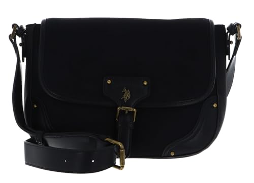 Sac à épaule bandoulière Monroe U.S. Polo Assn. noir en simili cuir élégant