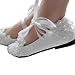 Imagen de Jamron Mujer Elegante Encaje Bordado Plano Blanco Zapatos de Novia con Perlas SN070427 EU40