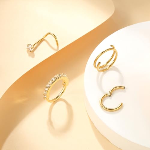 Nose Piercings Studs Hoop Nose Rings for Women Gold Plated2