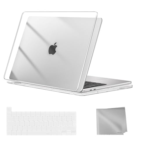 MOSISO Cover Compatibile con MacBook Pro 13 Pollici Custodia 2025 2024 2023 2022-2016 M2 M1 A2338 A2289 A2251 A2159 A1989 A1706 A1708,Plastica Rigida Case&Copritastiera&Pulire Panno, Cristallino