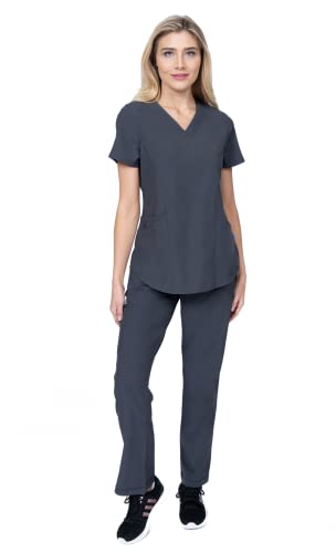 Image of Scrubs for Women Set V-Neck & Cargo Pant 8 Pocket 4-Way Stretch for Nurse Dentist Veterinarian Elements Select ES2966