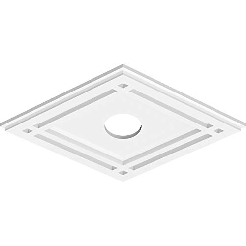 Image of Ekena Millwork CMP20X13DD-03000 Diamond Architectural Grade PVC Contemporary Urethane Ceiling Medallions 20 inchW x 13 3 /8 inchH x 3 inchID x 7 inchC x 1 inchP