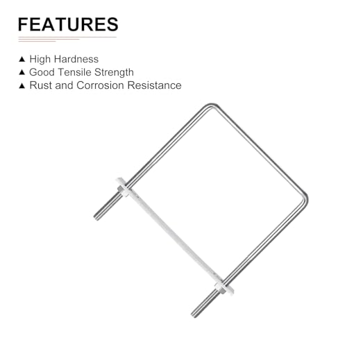 Image of DTGN M10x160x210mm(ThreadxWxL) Square U Bolt - 2Pack - Good for Trailer Pipe Replacement Parts - 304 Stainless Steel U Shape Bolts