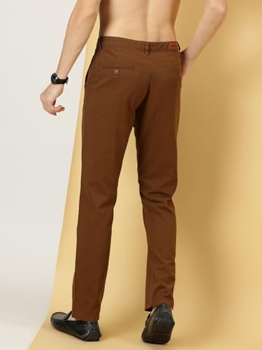 Image of Thomas Scott Men's | Solid | Light Weight | Breathable Fabric | 4 Pockets | Mid Rise | Slim Fit | 100% Cotton | Button Waist | Chino Trouser | Pants