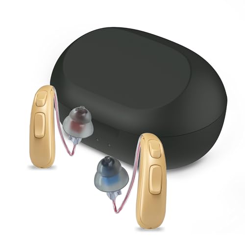 iHearUp OTC Hearing Aids with Bluetooth, Rechargeable Hearing Aids for Seniors with APP Control-16 Channels Noise Reduction Completely-In-Canal Hearing Aid for Men, Women, Easy to Use (Black F)