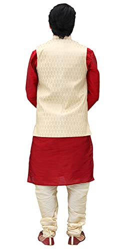 Image of Men's Silk Kurta Pyjama With Waistcoat