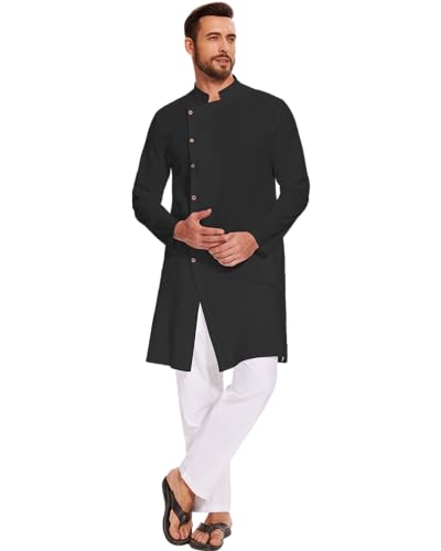 LVCBL Kaftan for Men Linen Kaftan Long Sleeve Muslim Robes Clothes Button Down Caftans3