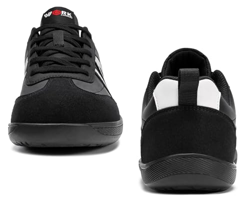 Image of LARNMERN Steel Toe Skate Shoes Men Safety Work Sneakers Wide Toe Box Barefoot Zero Drop Non Slip Shoe
