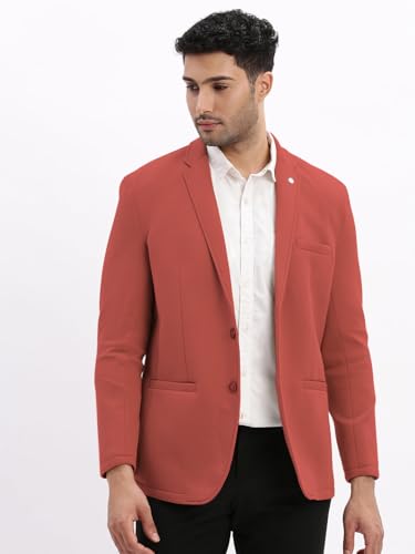 Image of SHOWOFFFF Men Solid Single Breasted Casual Blazer | Notched Lapel Full Sleeves Cotton Blazer for Mens | Slim Fit Regular Length Blazer for Men's