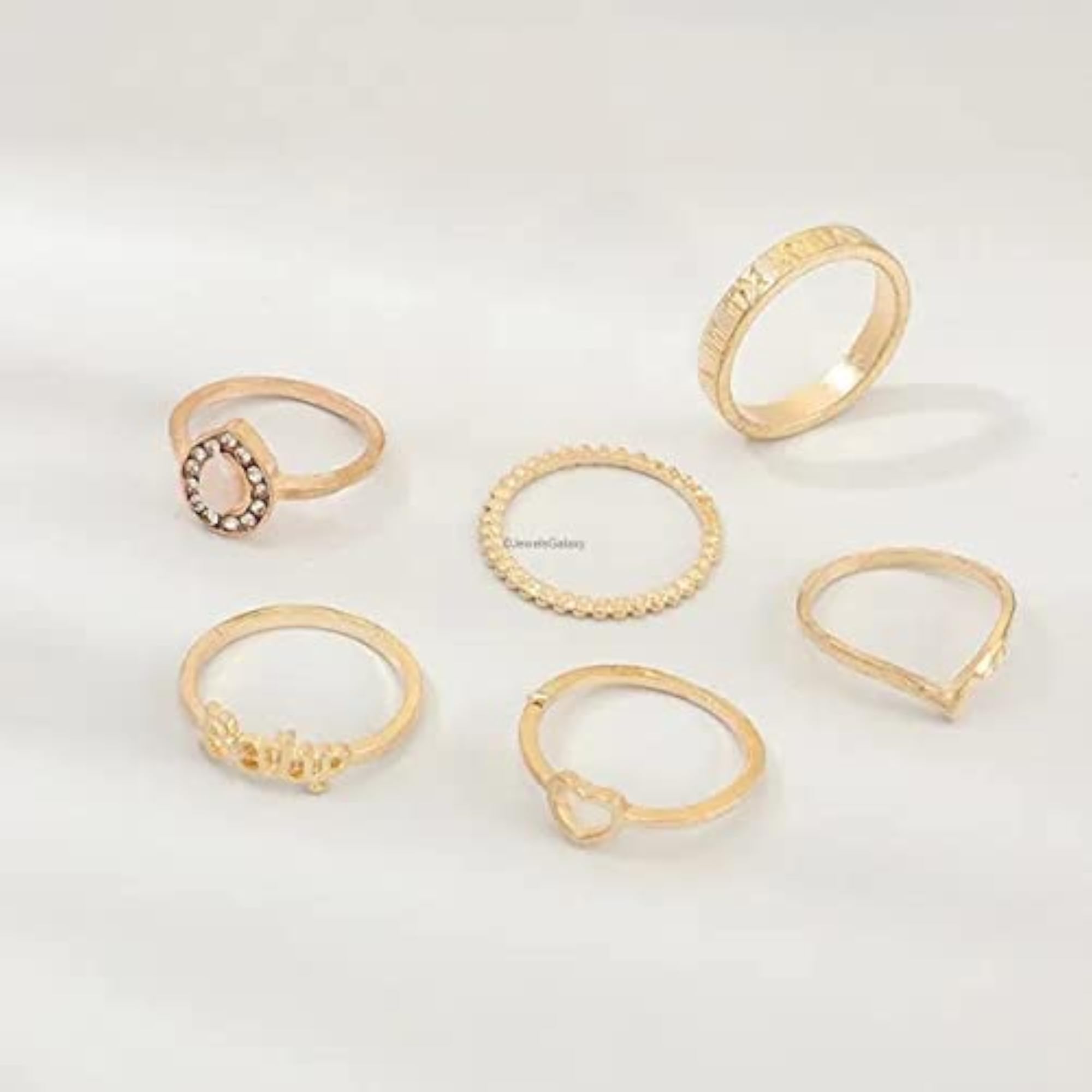 Toned Plated Stackable Rings Set of 7