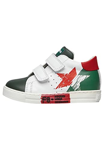 Falcotto EDIGE VL-Zapatillas de piel con parche estrella-blanco, blanco y rojo., 25 EU Cover