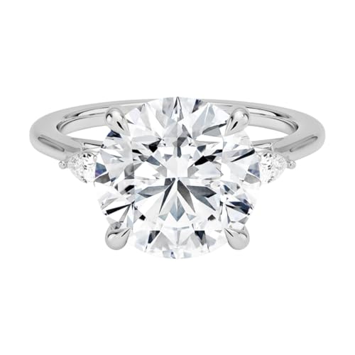 4 CT Round Cut Lab Grown Diamond Perfect Fit Three Stone Engagement Ring