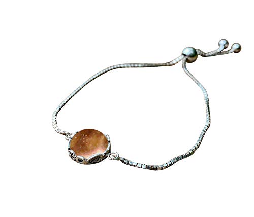 Bottled Up Designs Handmade Vintage Botanical Series Adjustable Slider Bracelet, Recycled Glass, Sterling Silver, Eco Friendly, Made in USA, Birthday Gifts, Mothers Day, Women (Pink Depression Glass)