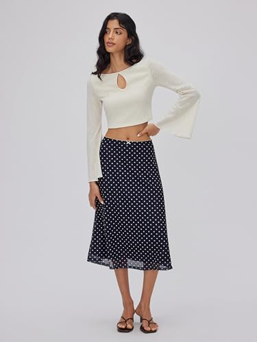 CIDER Womens Polka Dot Skirts Mesh High Waist Boho Flowy Long Midi Skirts2