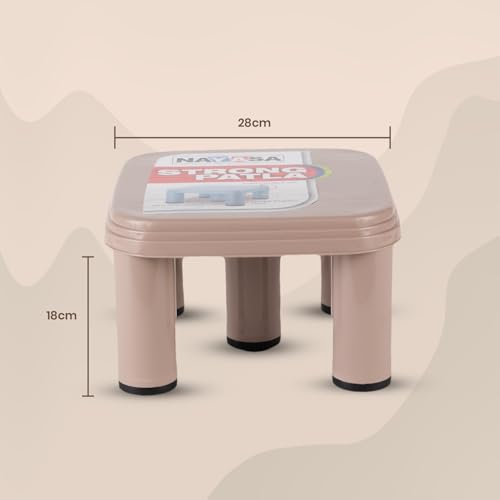 Image of Nayasa Strong Stool | Durable Plastic Stool | Ideal for Office Use, Kitchen and Bathroom Use, Shops and, Hospital Use, Plastic Stool for Home Use | Brown