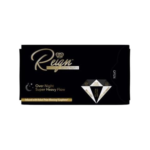 Reign Premium Sanitary Napkins Super Heavy Flow Overnight with Wings for Women, Super Absorbent Pads ,Extra Long,7 Count , 1 Pack Cover