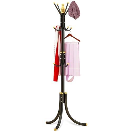 Coat Rack, Sturdy Freestanding Coat Rack with 12 Hooks and 3 Adjustable Size Tree Coat Racks for Bedroom, Hallway, Entrance, Office, for Hats, Coats, Scarves, Handbags