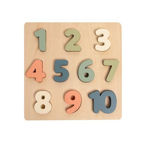 Image of Pearhead Wooden 123 Numbers Puzzle, Colorful Preschool Counting Board, Interactive Montessori Educational Learning Baby Toys for Boys or Girls, Ideas for Toddlers