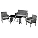 SVITA Brooklyn XL Polyrattan Essgruppe Lounge Garnitur Gartenmöbel Set Esstisch Grau