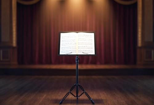 Image of Softline Pro SP MUS 30 Premium Heavy Duty Music Sheet Stand with Carry Bag Adjustable Height up to 155 cm, 2-Tier Extra Large Double-Braced Tripod with Extended Legs for Professional Musicians & Stage