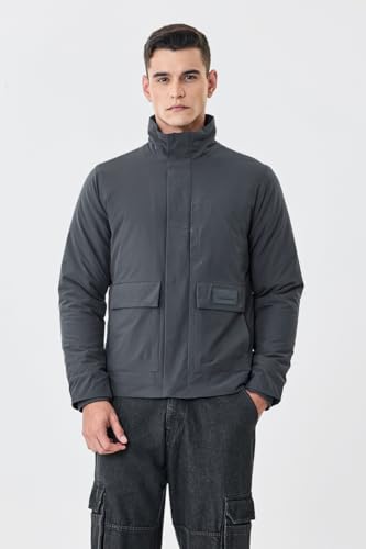 Image of SNITCH Men Casual Jacket | Regular Fit Textured Pattern With Lapel Collar & Full Sleeve | Polyester Blend Zip Closure For Everyday Street Style & Layering