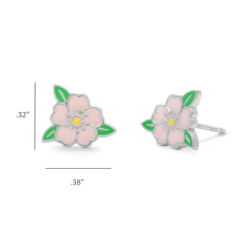 Boma Jewelry Sterling Silver Pink Hibiscus Flower Stud Earrings with Hand Painted Enamel4