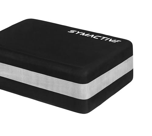Image of Amazon Brand - Symactive High Density Premium EVA Foam Yoga Block for Strength, Balance, and Flexibility, Odour Resistant, Regular Size (3 x 6 x 9 inches, Set of 1, Black)