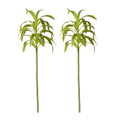 3 Ramas de Árbol de Bambú de Lirio, 31 Pulgadas con Tallo Largo y Hojas Artificiales, Plantas de Vegetación Sintética (Verde)