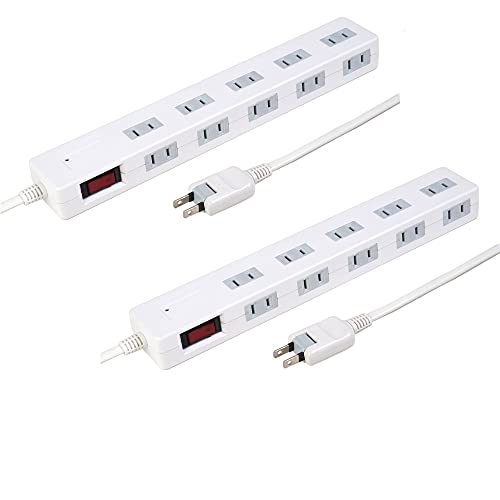 スタイルド 【2個セット】 雷ガード ブレーカー付 10個口 1500W 電源タップ 一括集中スイッチ マグネット スイングプラグ (AC10口・ホワイト, 電源コード3m・2個セット)