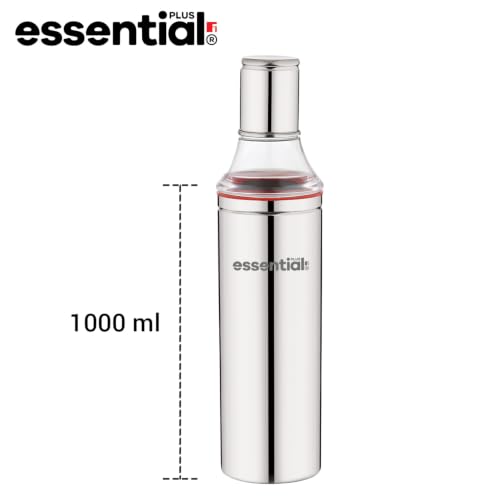 Image of Essential Plus Stainless Steel Oil Bottle for Kitchen 1000ml, Oil Dispenser Bottle with Cap, Durable, Precise Pouring, Easy to Refill and Flow, Drip Free, Home & Restaurant use (Silver)