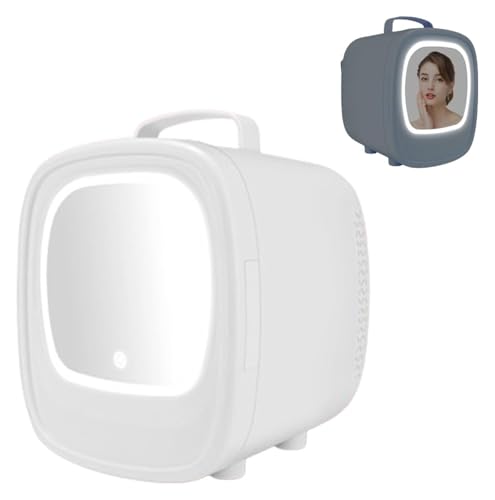Mini Fridge,Skincare Fridge, 6L Beauty Fridge to Store Masks and Cosmetics to Keep Them Fresh and Refrigerated for Desktop Travel Bedroom(White)