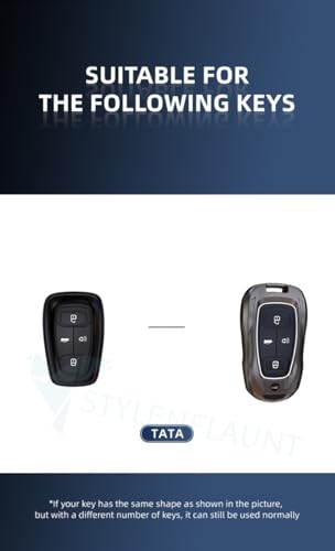 Image of Racer Metal Car Key Cover Compatible with Tata Safari, Nexon, Altroz, Harrier & Punch | 4 Button Smart Key Case | Premium Waterproof Silicone KeyShell with Keychain