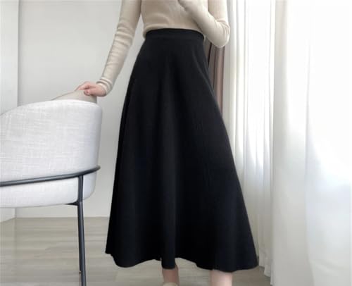 Women Autumn Winter Elegant Merino Wool Skirt Office Lady A-Line High Waist Umbrella Knit Skirt4