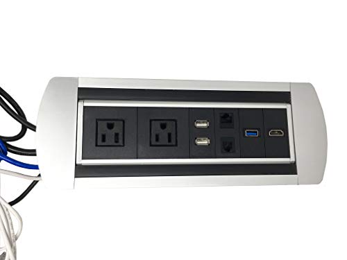 Impecgear Power Plug in-Desk Power Center Table Top Grommet Furniture Power Data Center (Black/Silver in Lay)