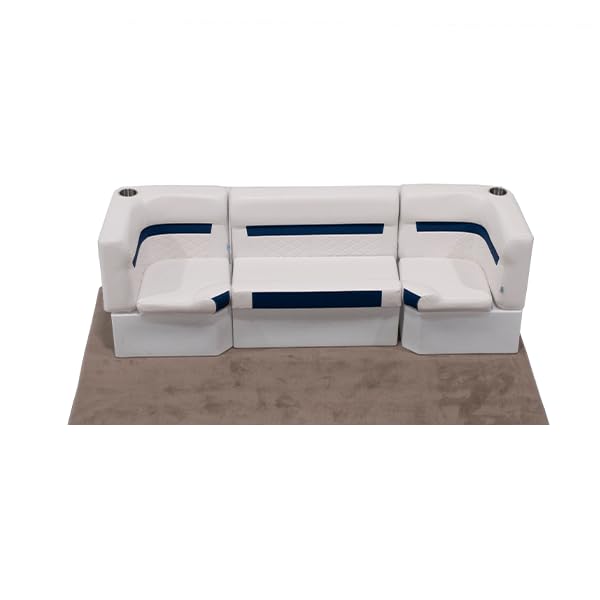 Wise DLX Rear Couch Pontoon Furniture Set – Marine Grade Vinyl, High-Compression Foam Cushions, Spacious Storage, Weather Resistant Pontoon Seats (Brite White/Crimson Red)