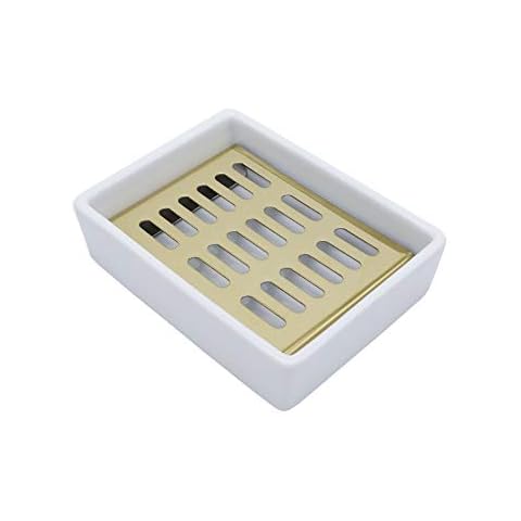Ceramic Soap Dish Stainless Steel Soap Holder for Bathroom and Shower Double Layer Draining Soap Trayby Lofekea Cover