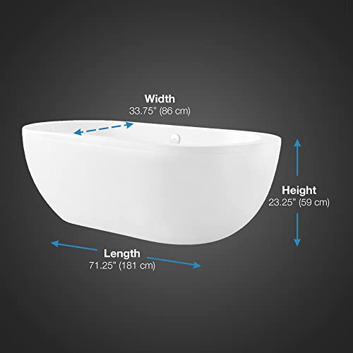 Ove Decors Serenity 34-In W X 71-In L Gloss White Acrylic Oval Center Drain #TOP1